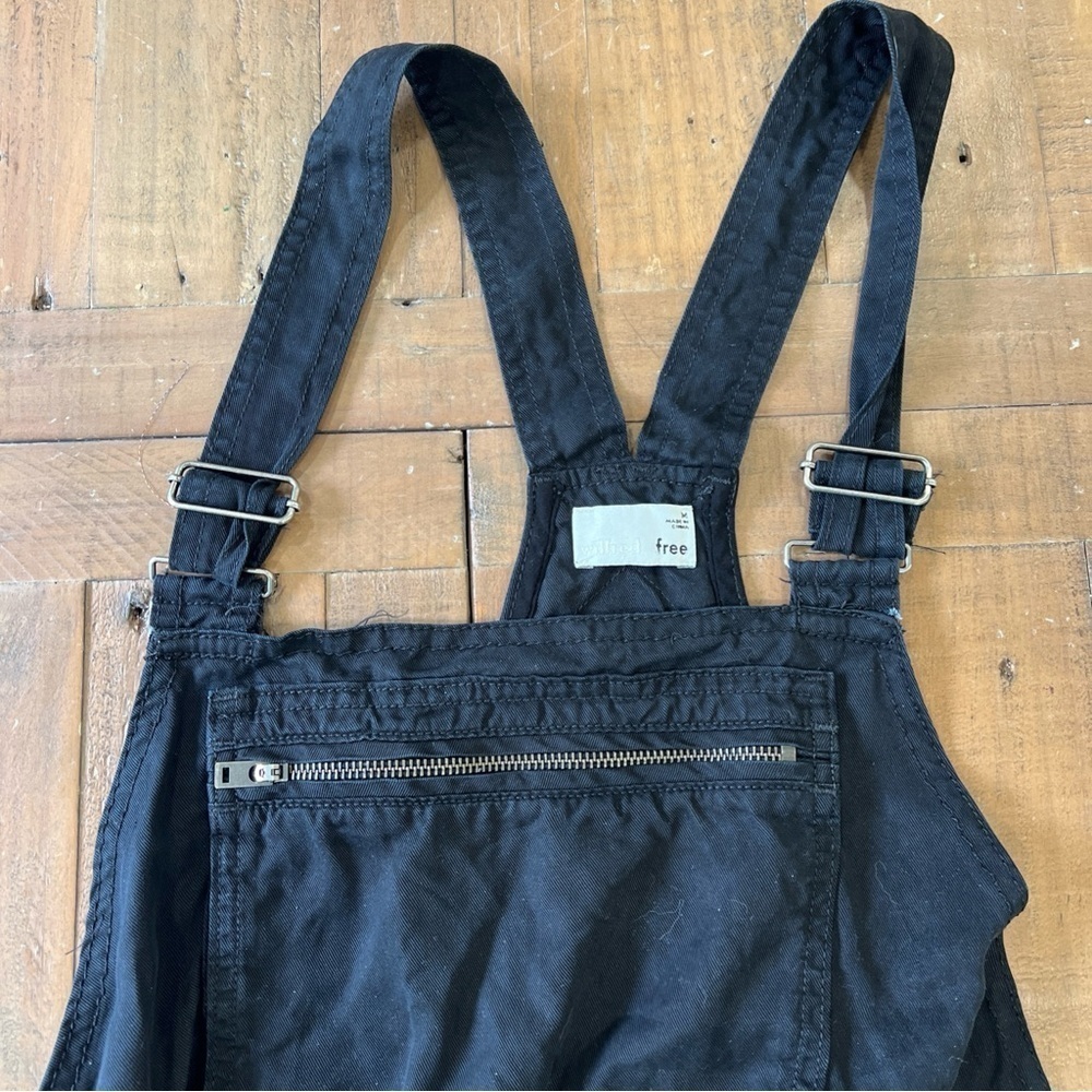 Aritzia Wilfred Free Valletta Cropped Overalls Medium Lyocell Twill Romper Black - Picture 5 of 13